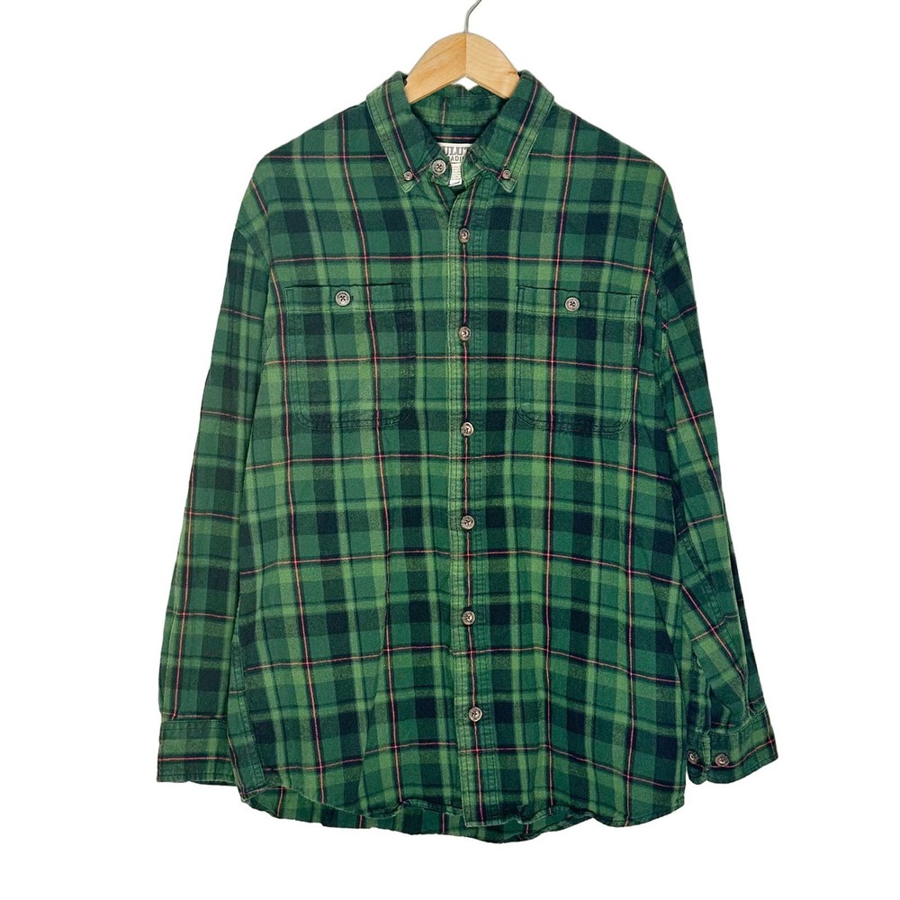 Duluth Trading Co. | Men | Green Plaid Flannel LS Button Front Shirt | Medium